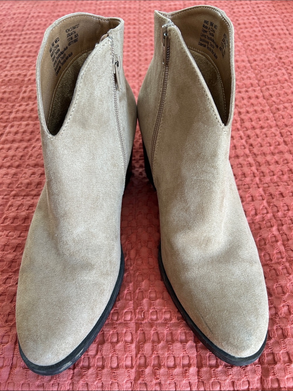 Sonoma Taupe Suede Ankle Booties with Side Zip